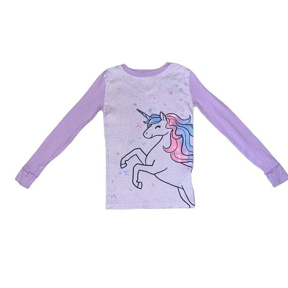 Kirkland Signature Girls Pajama Top Shirt Unicorn Theme Cotton Purple Size 8 - Picture 2 of 7